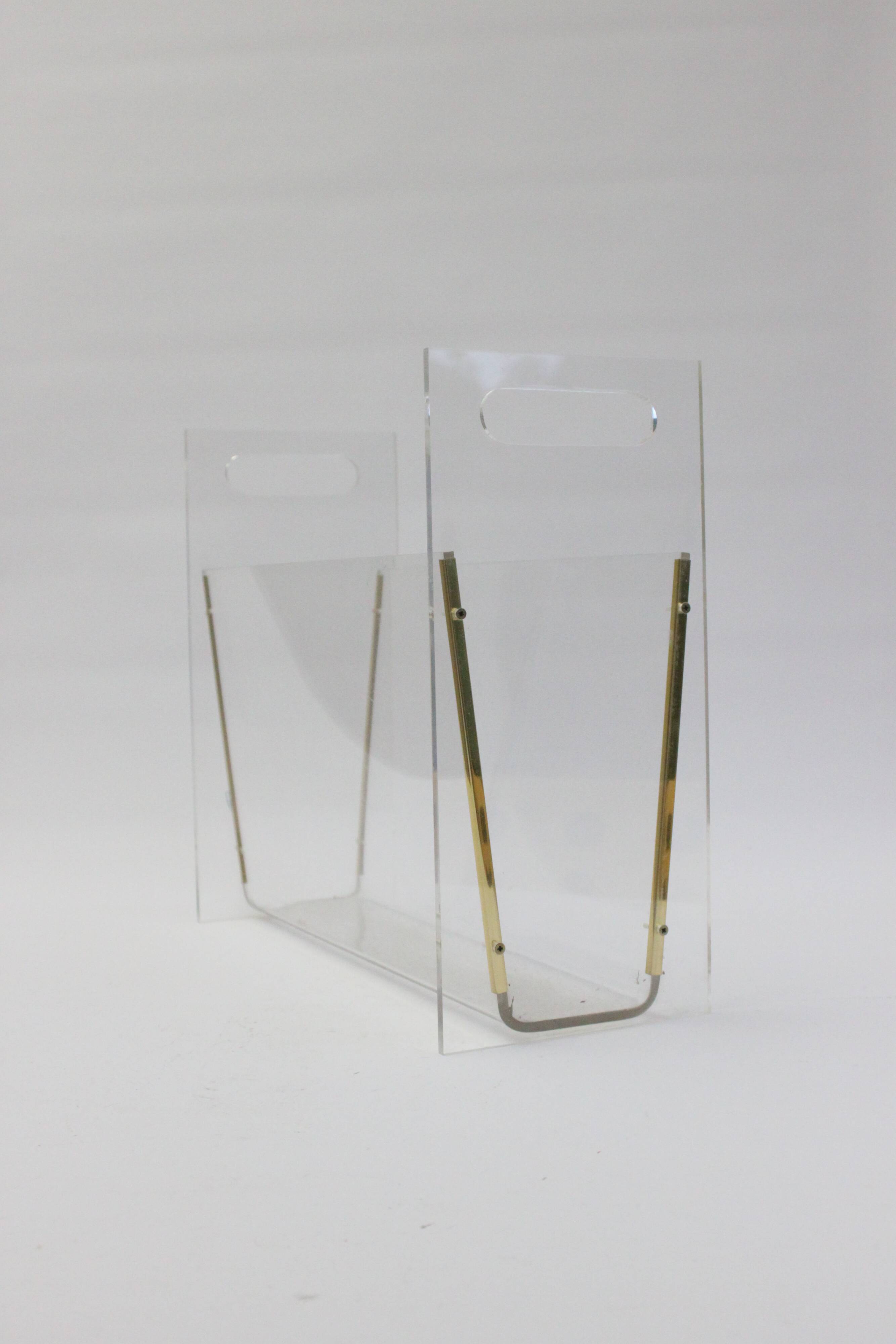 Vintage lucite magazine stand, Hollywood Regency 1970s