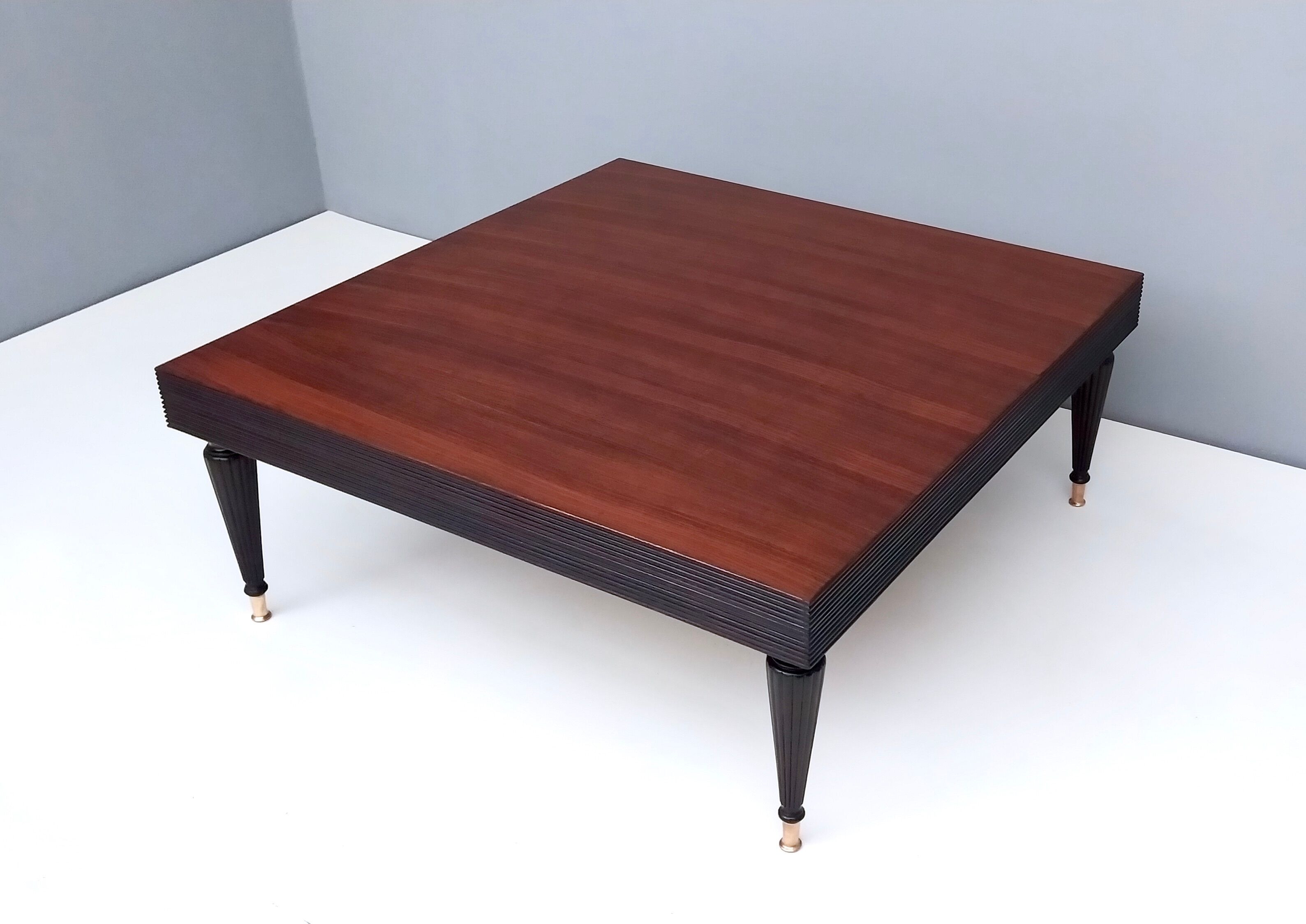 Vintage square black walnut coffee table