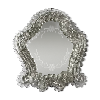 Miroir vénitien en verre de Murano antique