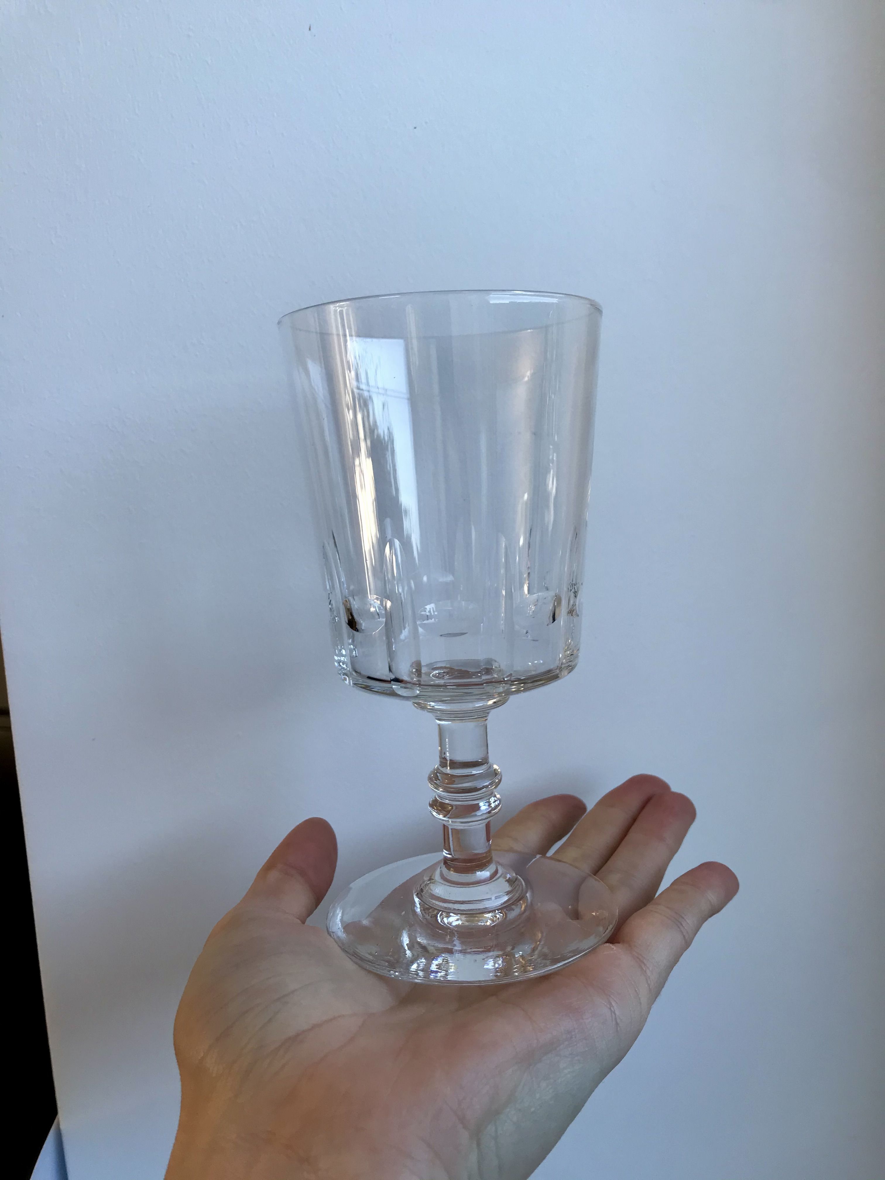 Set of 6 large wine glasses, crystal wine water engraved early twentieth century