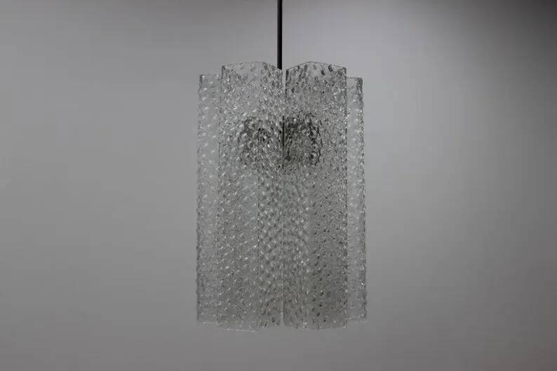 Vintage Glass Chandelier by Kamenický Šenov, 1960s
