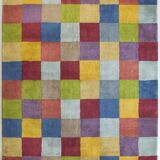 Damier coloré - Tapis tissé à la main