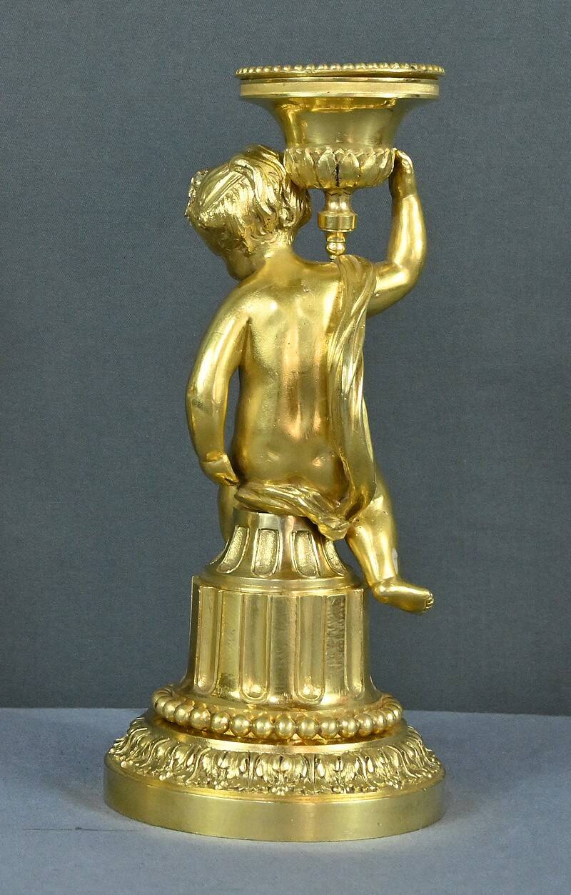 Pair of Gilt Bronze Candlesticks, Louis XVI Style – Mid 19th Century