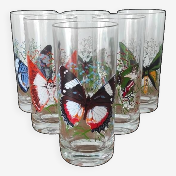 Lot verre Papillon Vintage