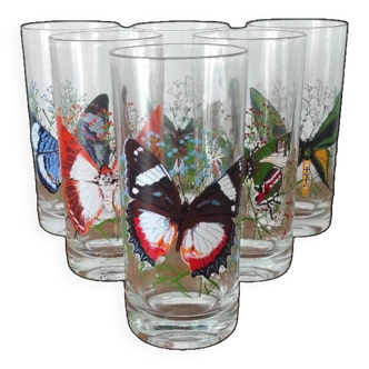Vintage Butterfly glass set