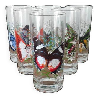 Lot verre Papillon Vintage