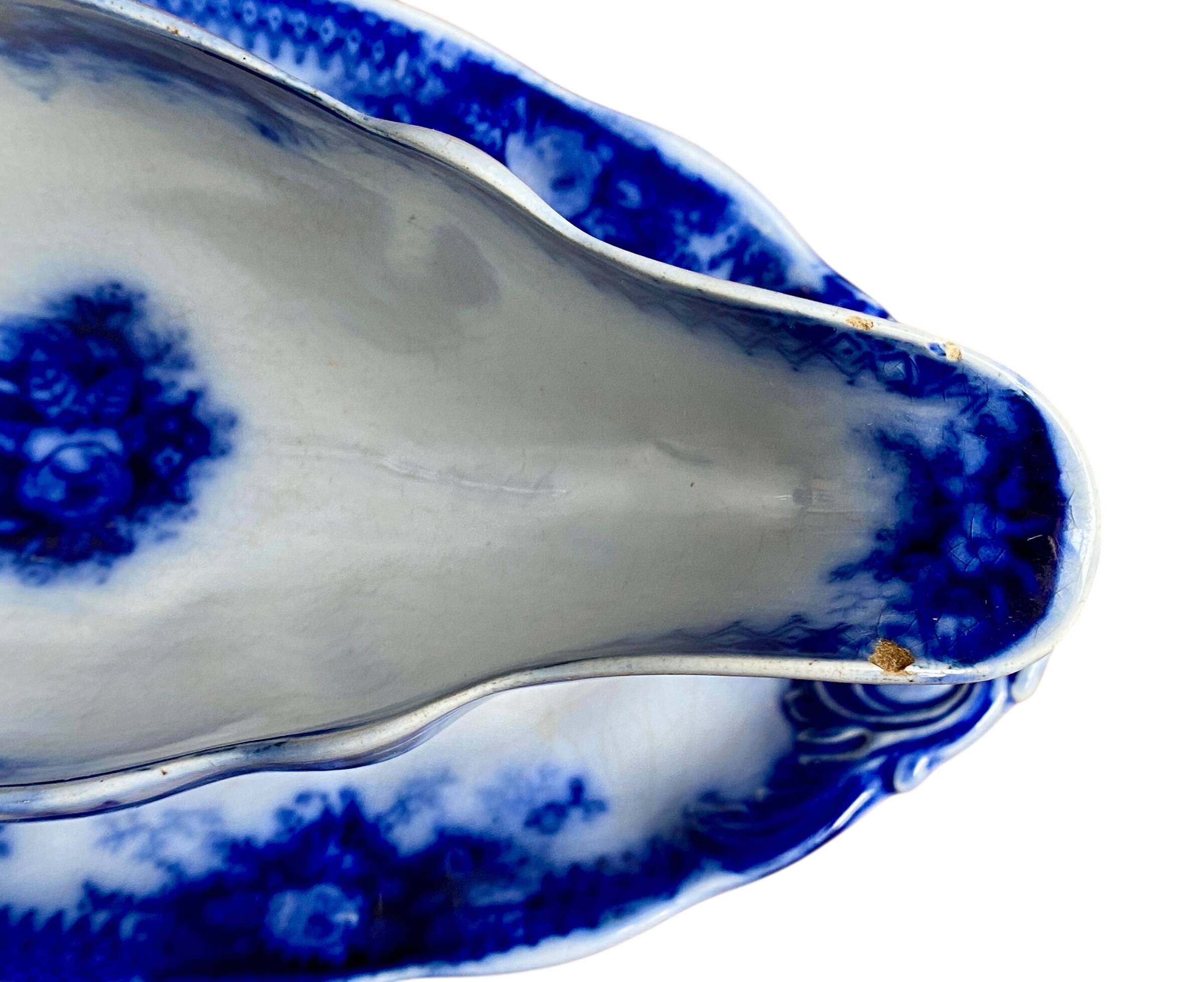 Large antique gravy boat on a Sarreguemines U&C earthenware tray