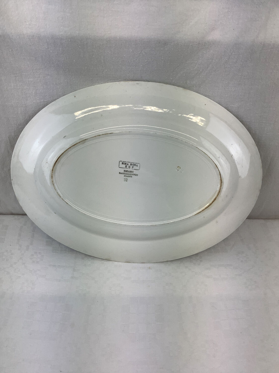 Old artisanal dish made in France Digoin Sarreguemines