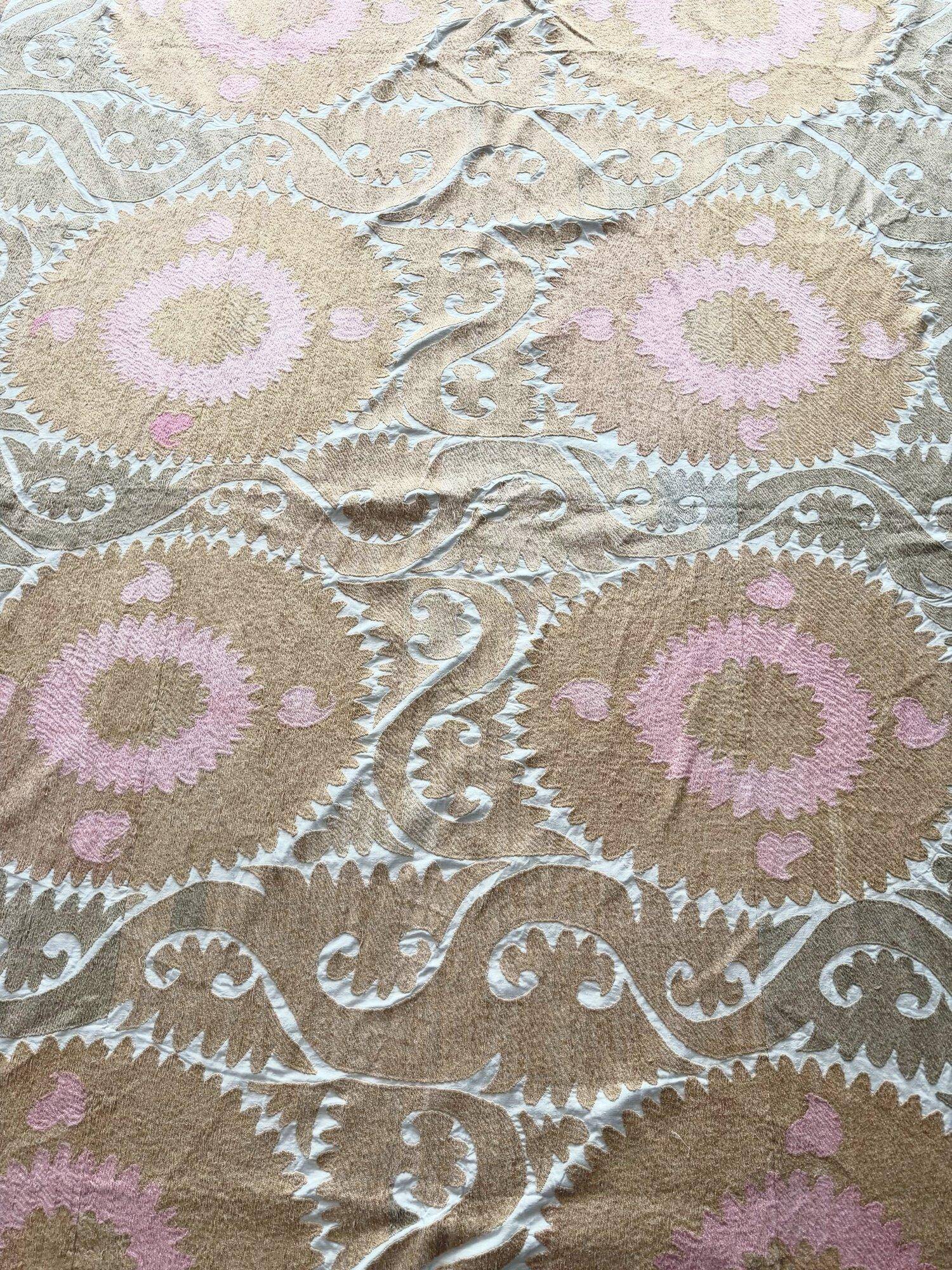 Vintage hand-embroidered Uzbek Suzani 244x335 cm