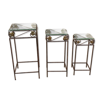 Set of 3 harnesses / metal and glass consoles