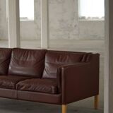 Stouby Møbelfabrik, 3-seater mid-century style sofa in brown leather, made in the 1970s.
