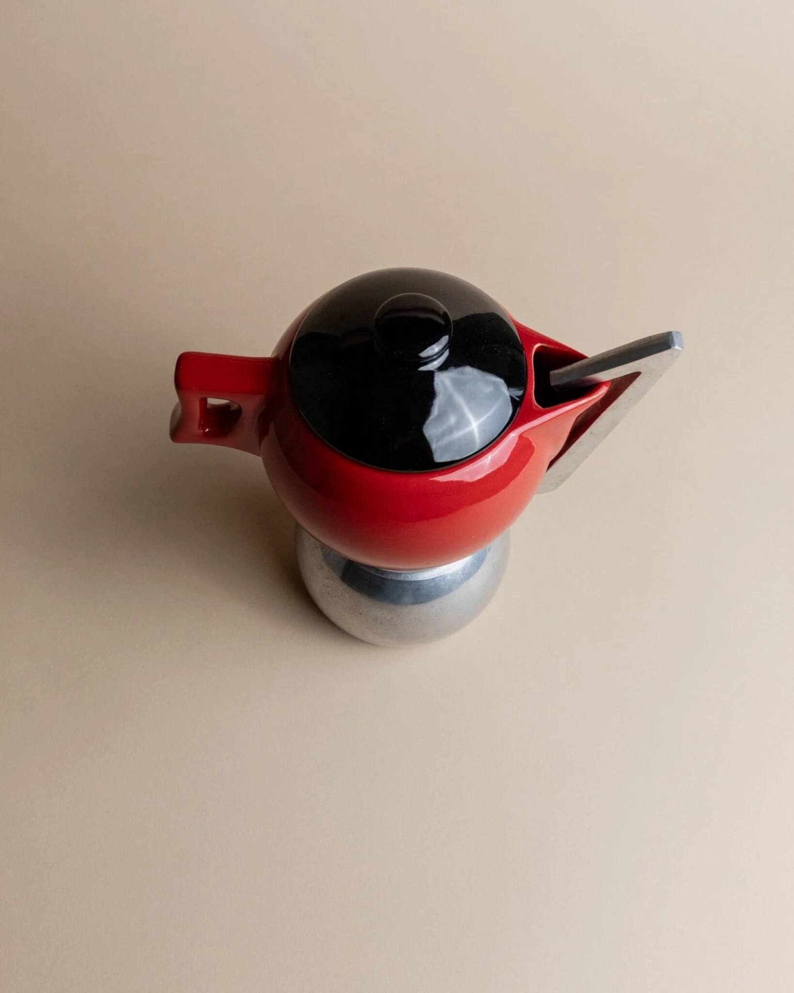 Vintage Red Ceramic Moka Maker by Caffe Cellana, Italy – 1980s Pop Art Design, For Multiple Coffees