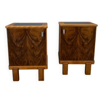 1935s pair of rare Art Deco bedside tables, Czechoslovakia