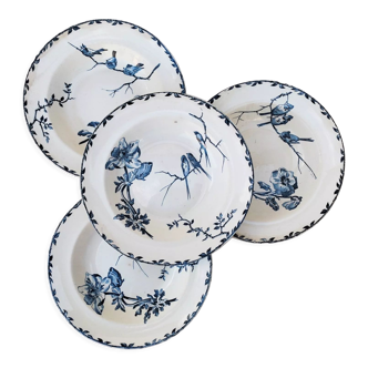 4 assiettes creuses faïence modèle printemps