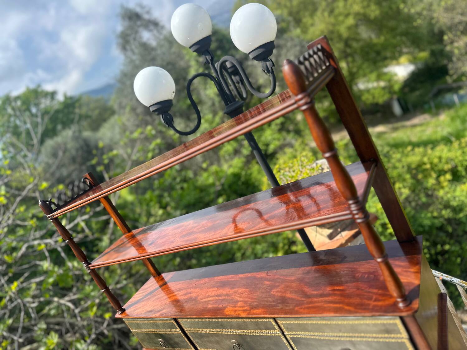 19th century flamed mahogany stepped desk
