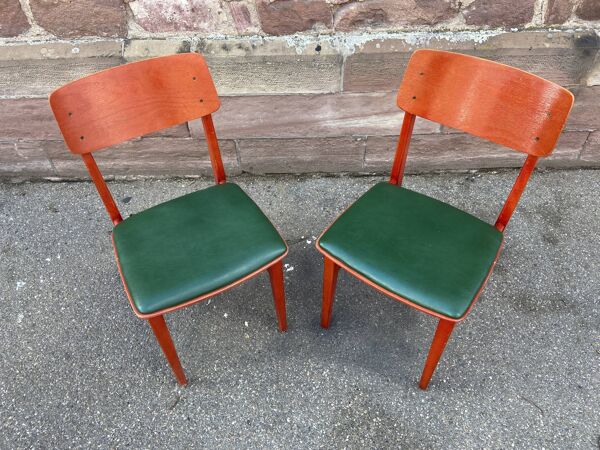 Set de 4 chaises vintage de restaurant bistrot skai simili cuir