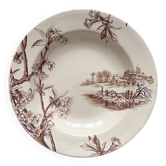 Assiette creuse en terre de fer « Cerisier » Creil et Montereau