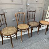 Lot de 4 chaises bistrot café bois courbé dépareillées