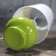Green glass lamp with vintage shade, table lamp, lamp d