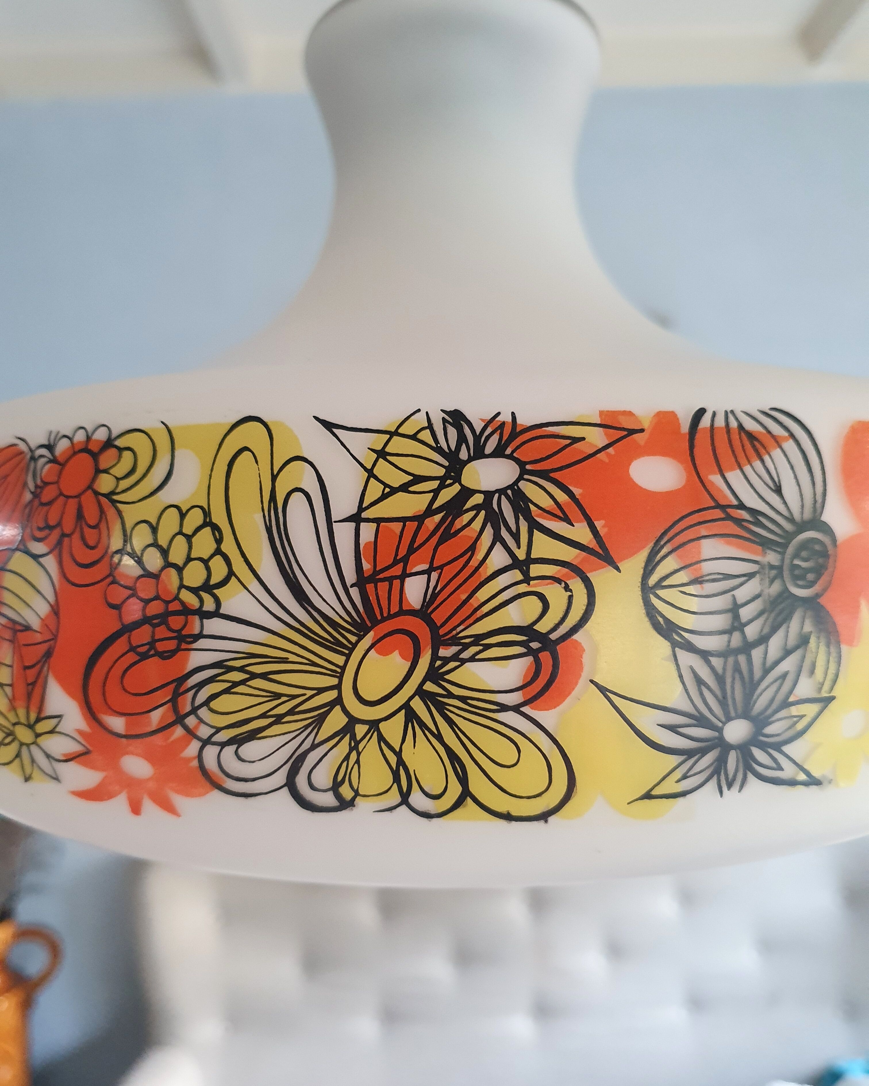 Retro flowerprinted pendant light, '70s