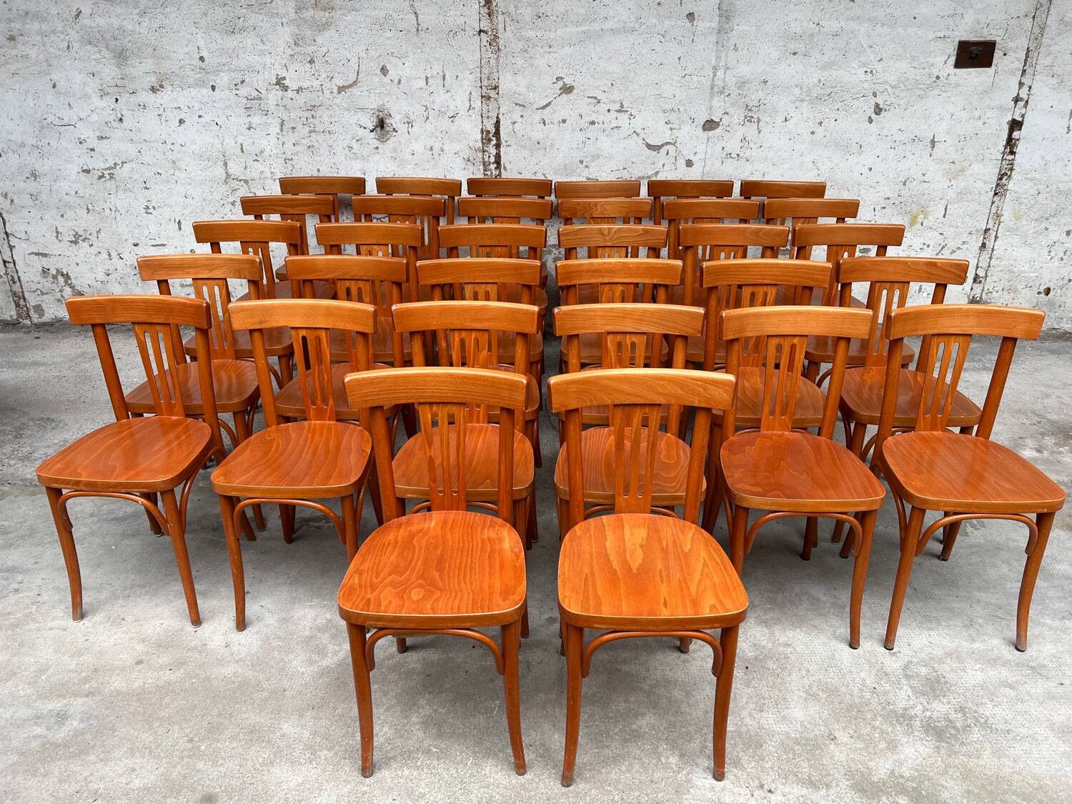 Set of 32 vintage bistro chairs