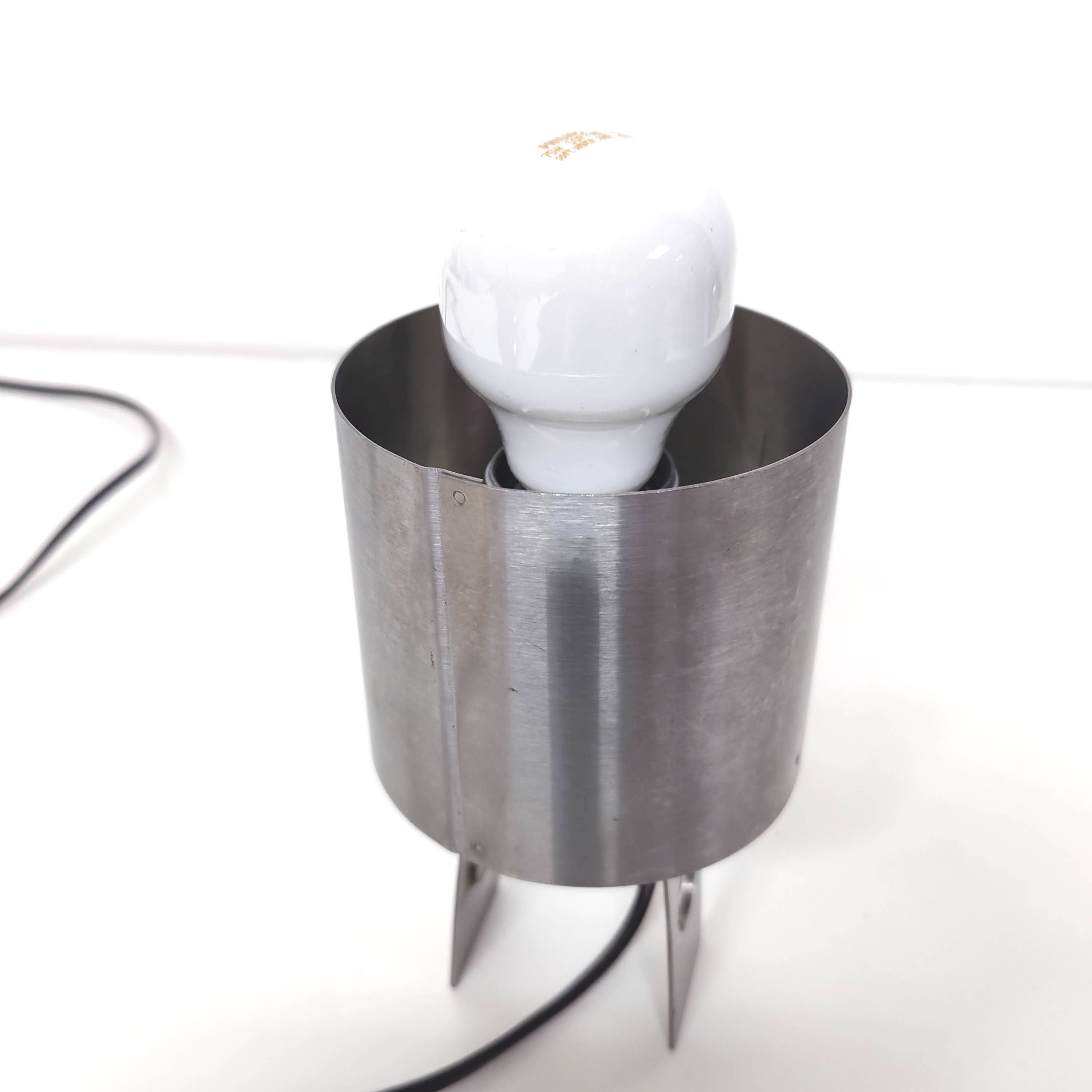 70s stainless steel table lamp geometric shapes