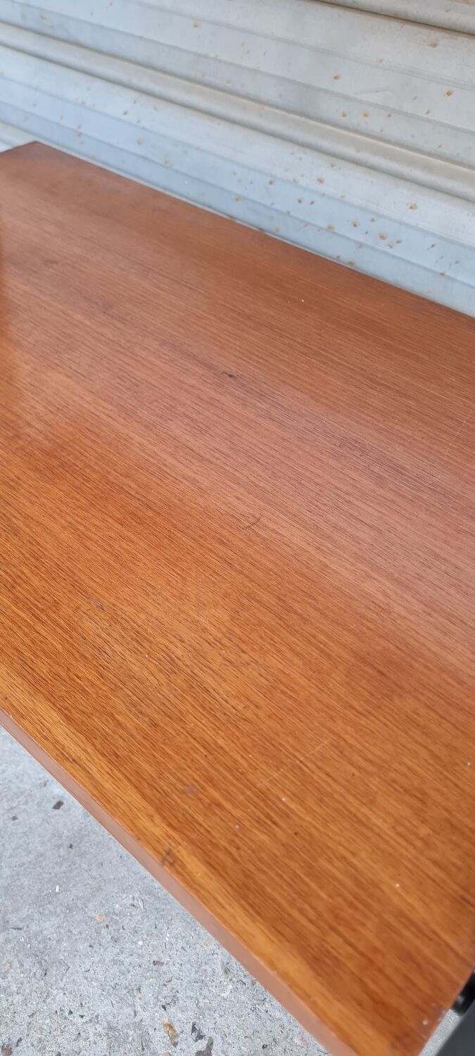 Teak and metal side table