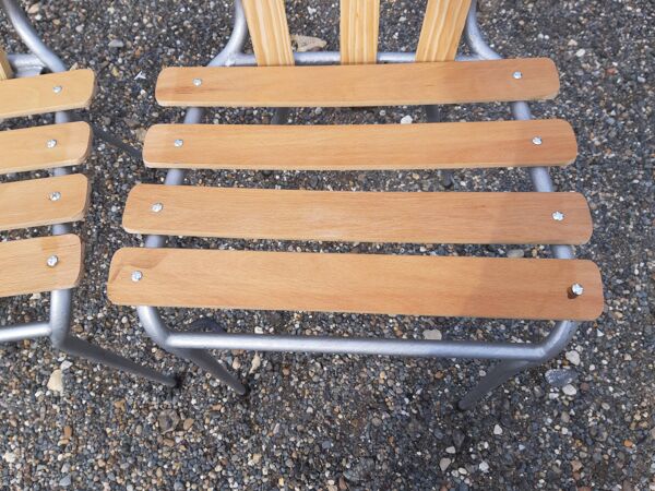 Lot de 4 chaises de bistrot fer et bois