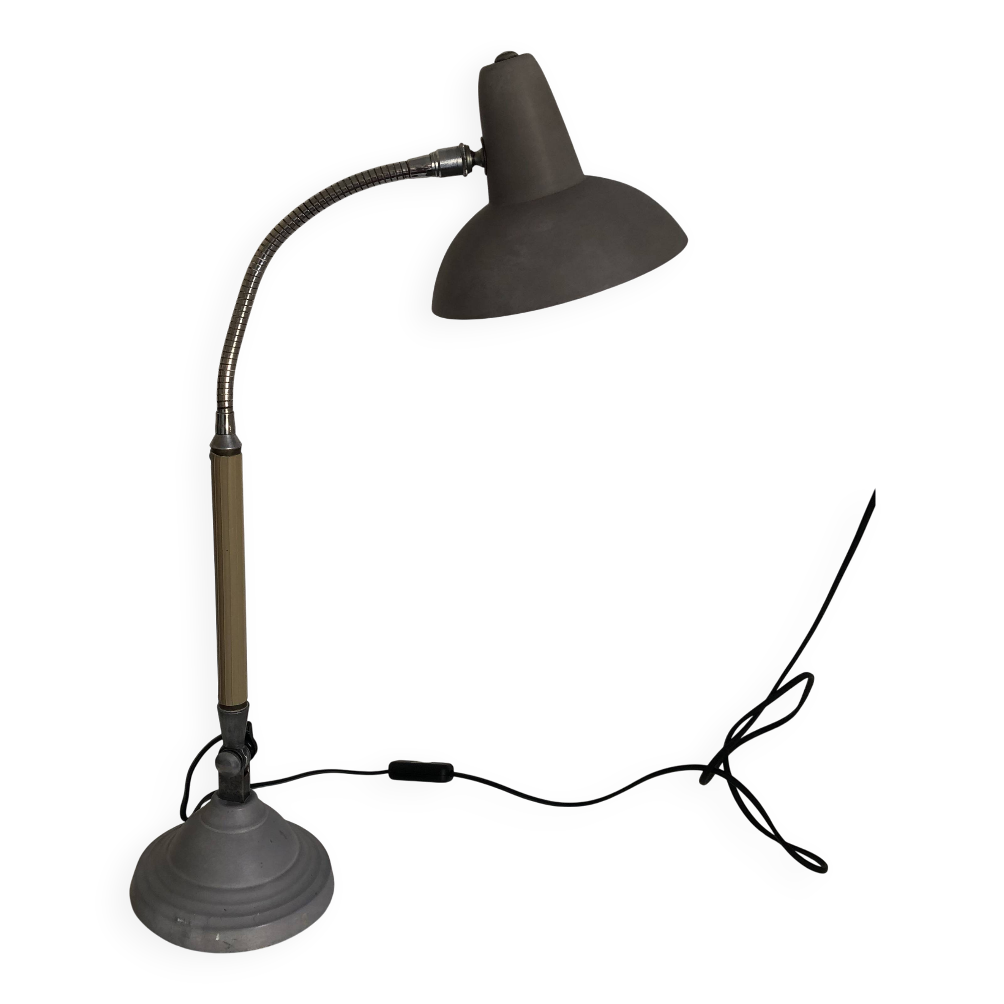 Vintage 1950s Industrial Workshop Lamp Super Chrome - 60 cm