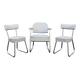 Set of 2 chairs and 1 armchair from the 70s in chrome metal and faux leather.