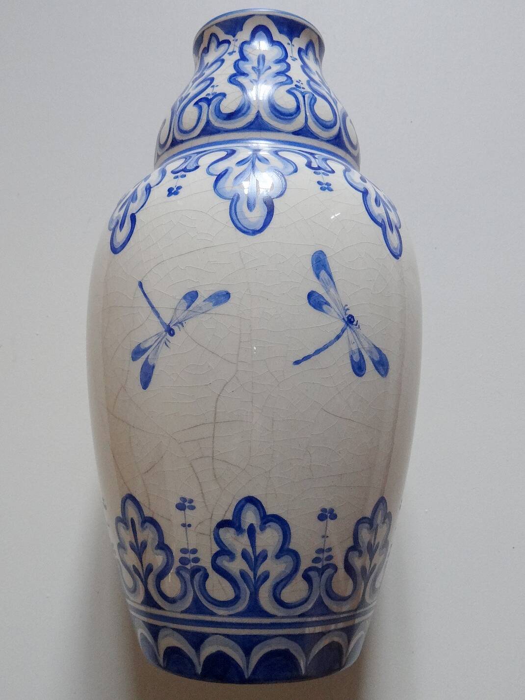 Grand vase faïence décoré main Odyv art nouveau
