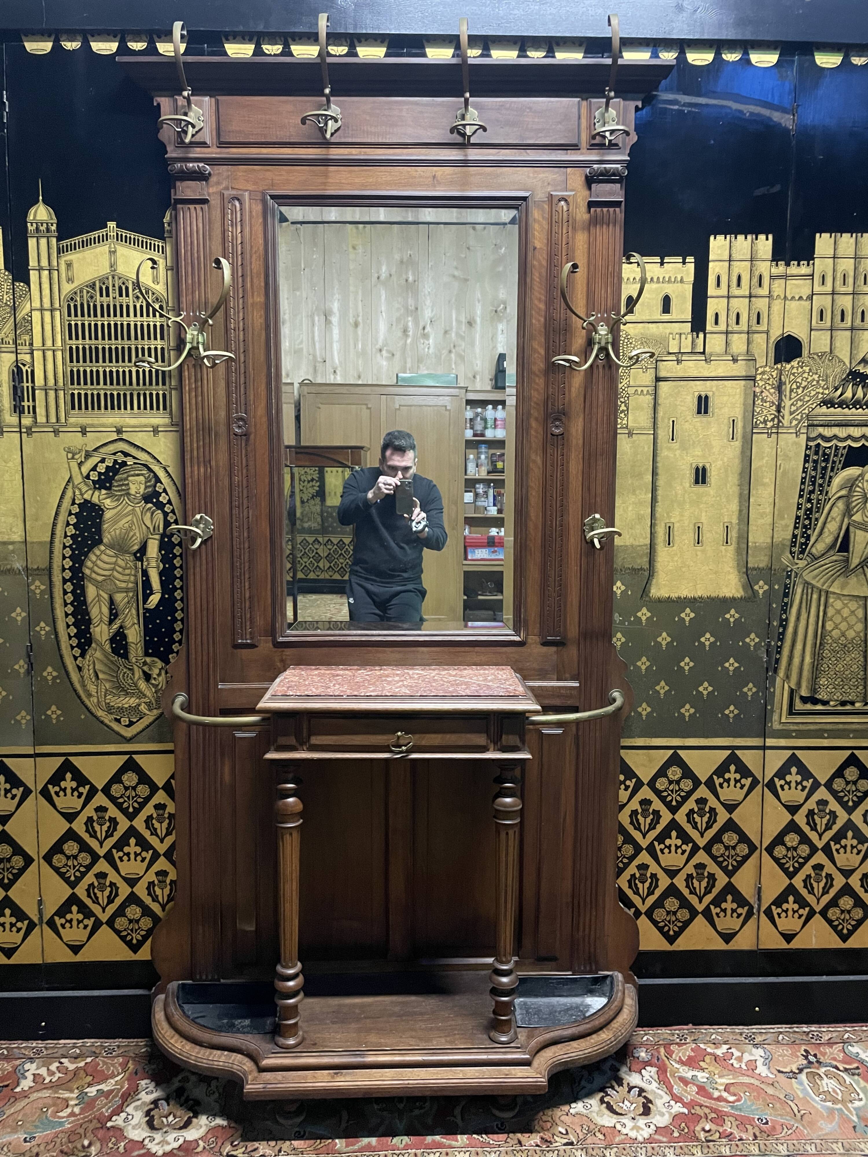 Napoleon III Walnut Coat Rack / Cloakroom