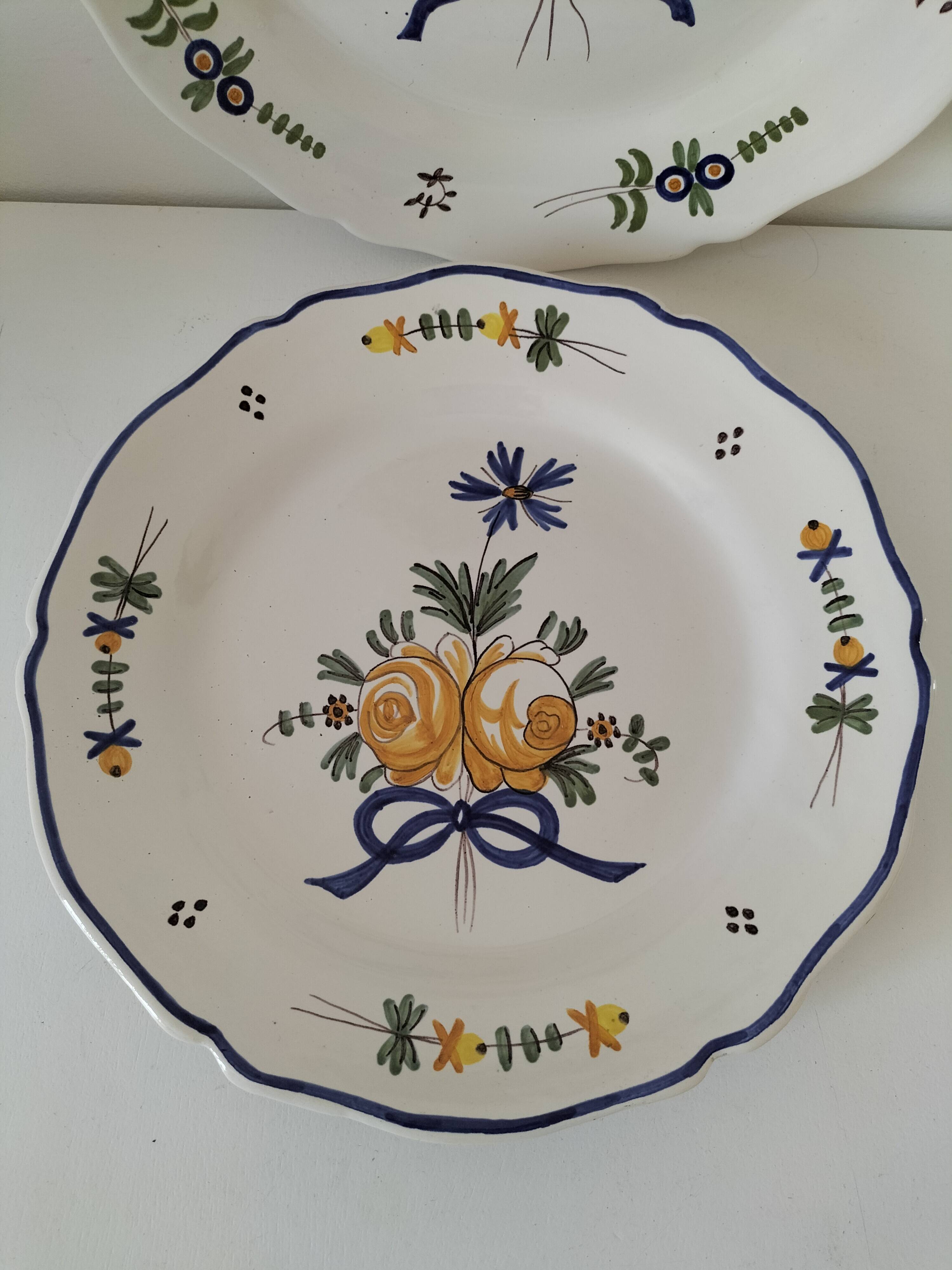 Pair of antique hand-painted plates