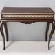 Vintage Rectangular Solid Walnut Console Table with Engraved Mirror Motif, Italy