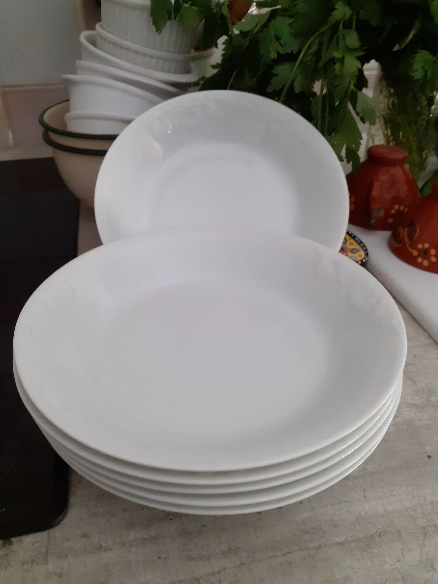 Tramontina Ensemble 6 Assiettes Creuses Rondes Porcelaine Blanche Rustico 22cm - Élégantes Et Durables