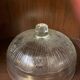 Cheese cover cake dish glass molded with relief flower decor