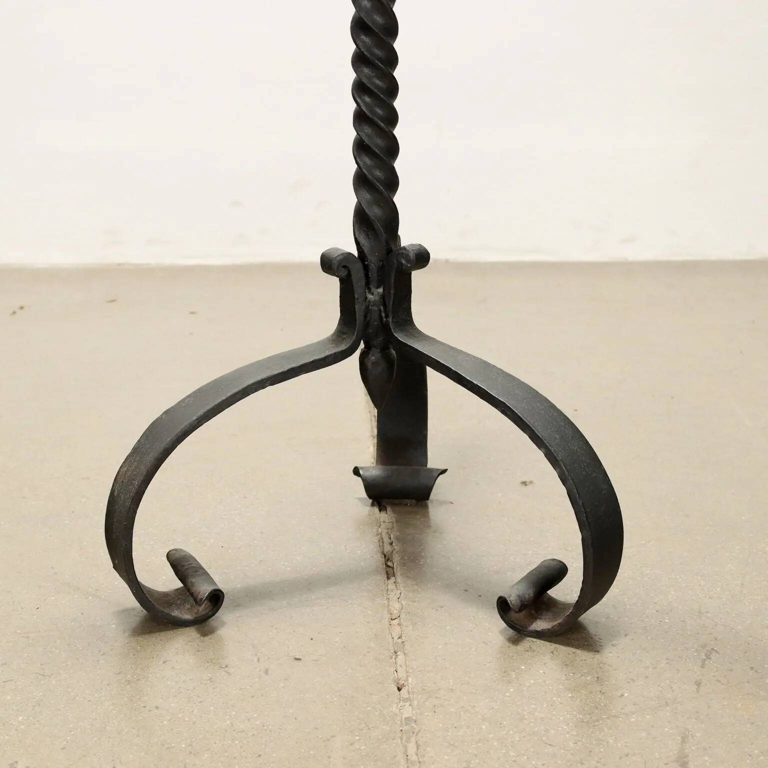 Antique three-legged wrought iron planter with basin, Italy, 20th century