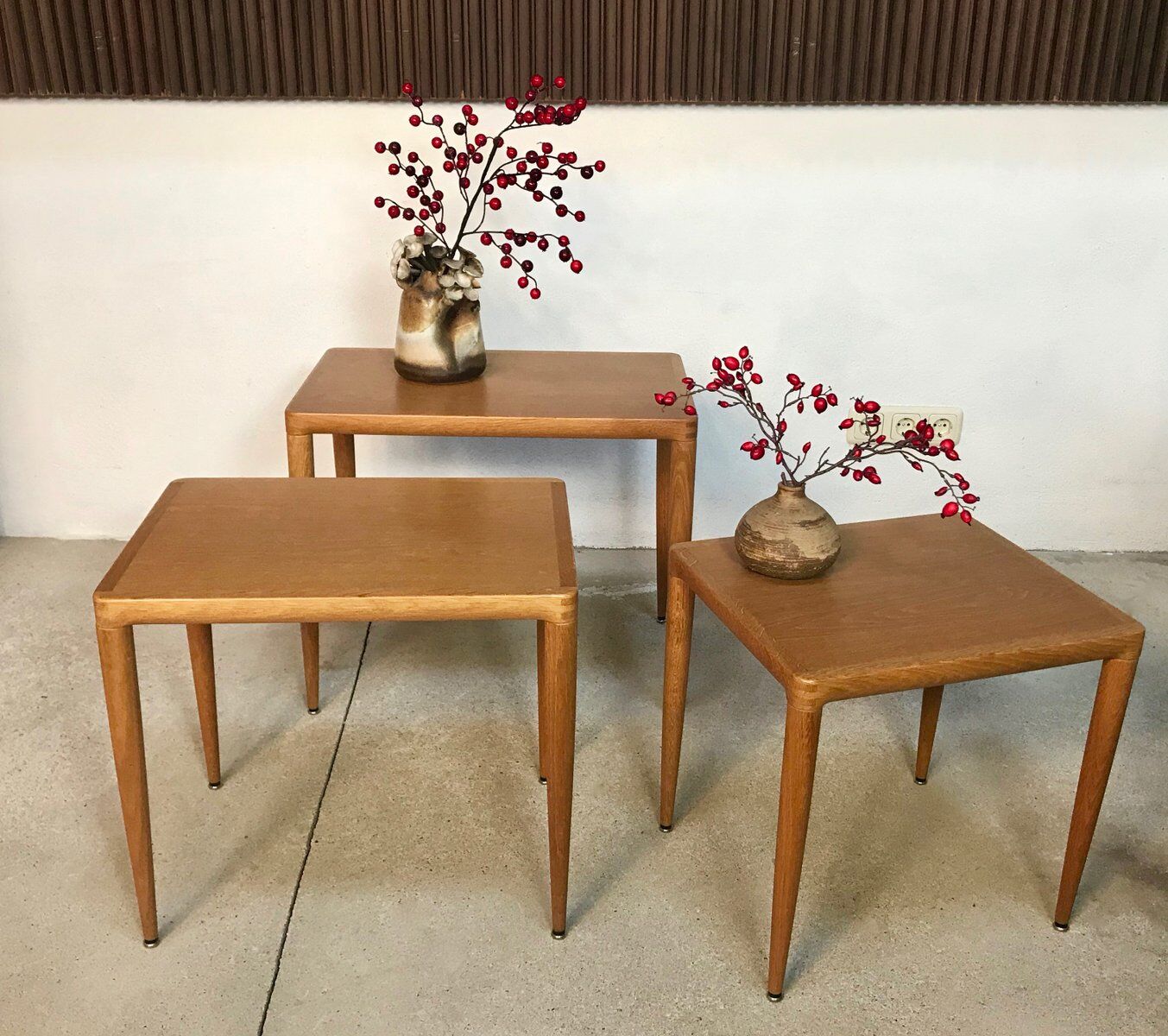 Nest of Tables in Oak Wood, Denmark 1960s, Set of 3