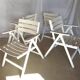 Four vintage wooden garden armchairs from the 1950s
