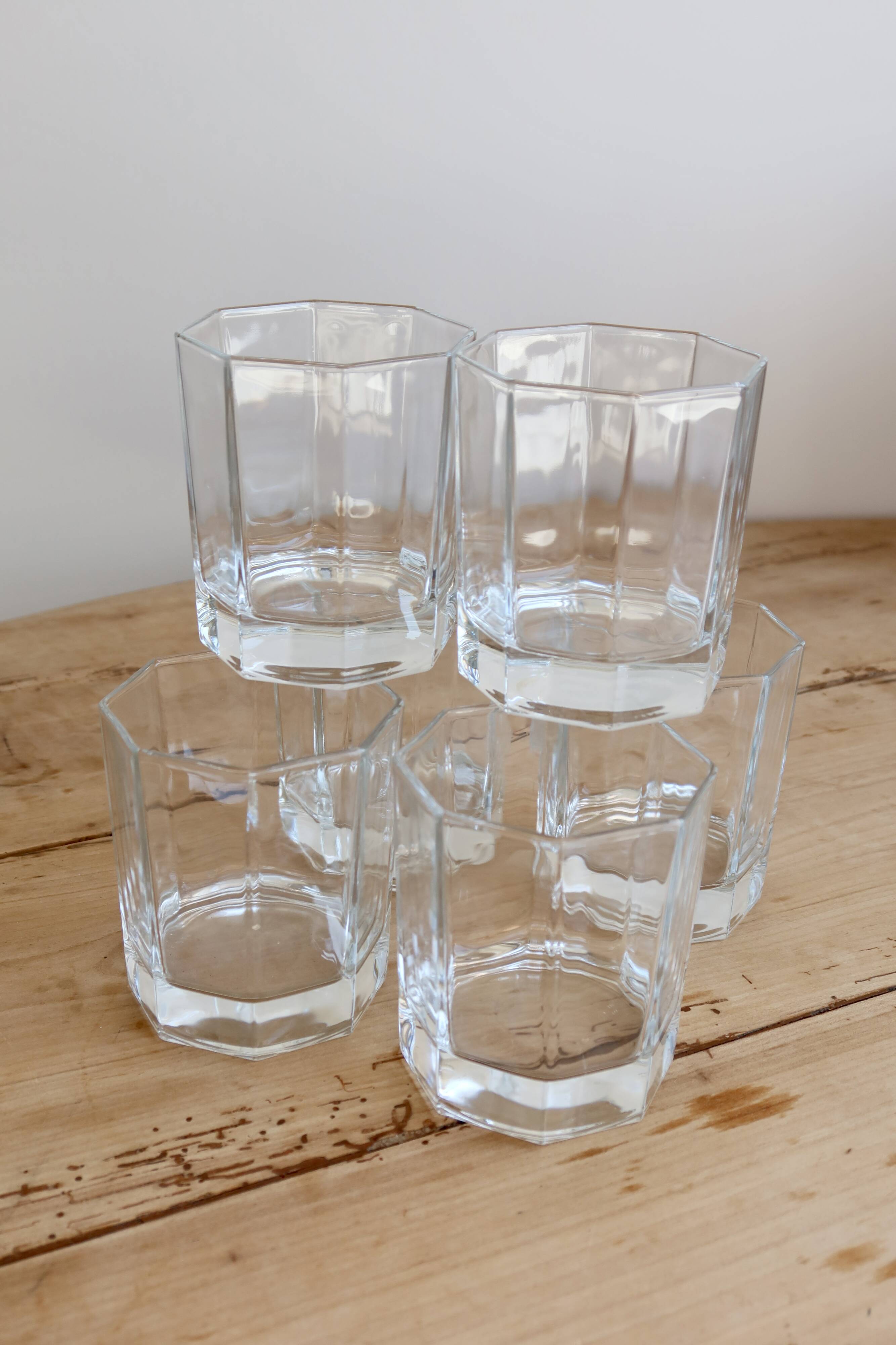 6 vintage octagonal Esso water glasses