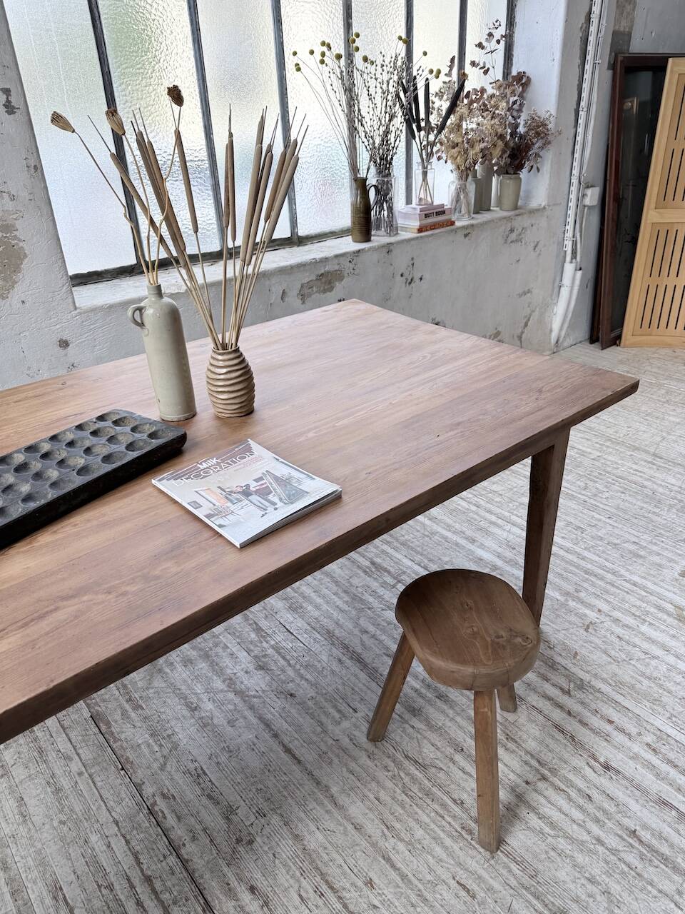 Farm table pitch pine 2 x 1 m from the 1950s