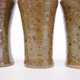 Sandstone teapot from La Borne and 5 cups signed Tiffoche, 1970s.