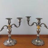 Pair of silver metal candlesticks