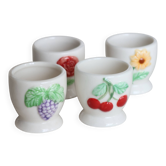 4 vintage Afibel porcelain egg cups - Barbotine decor