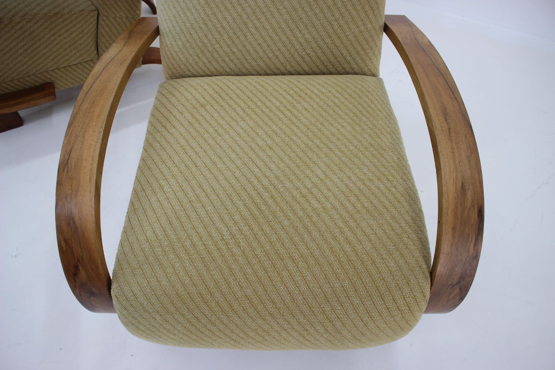 1940s Pair of Art Deco Armchairs in Walnut, Czechoslovakia