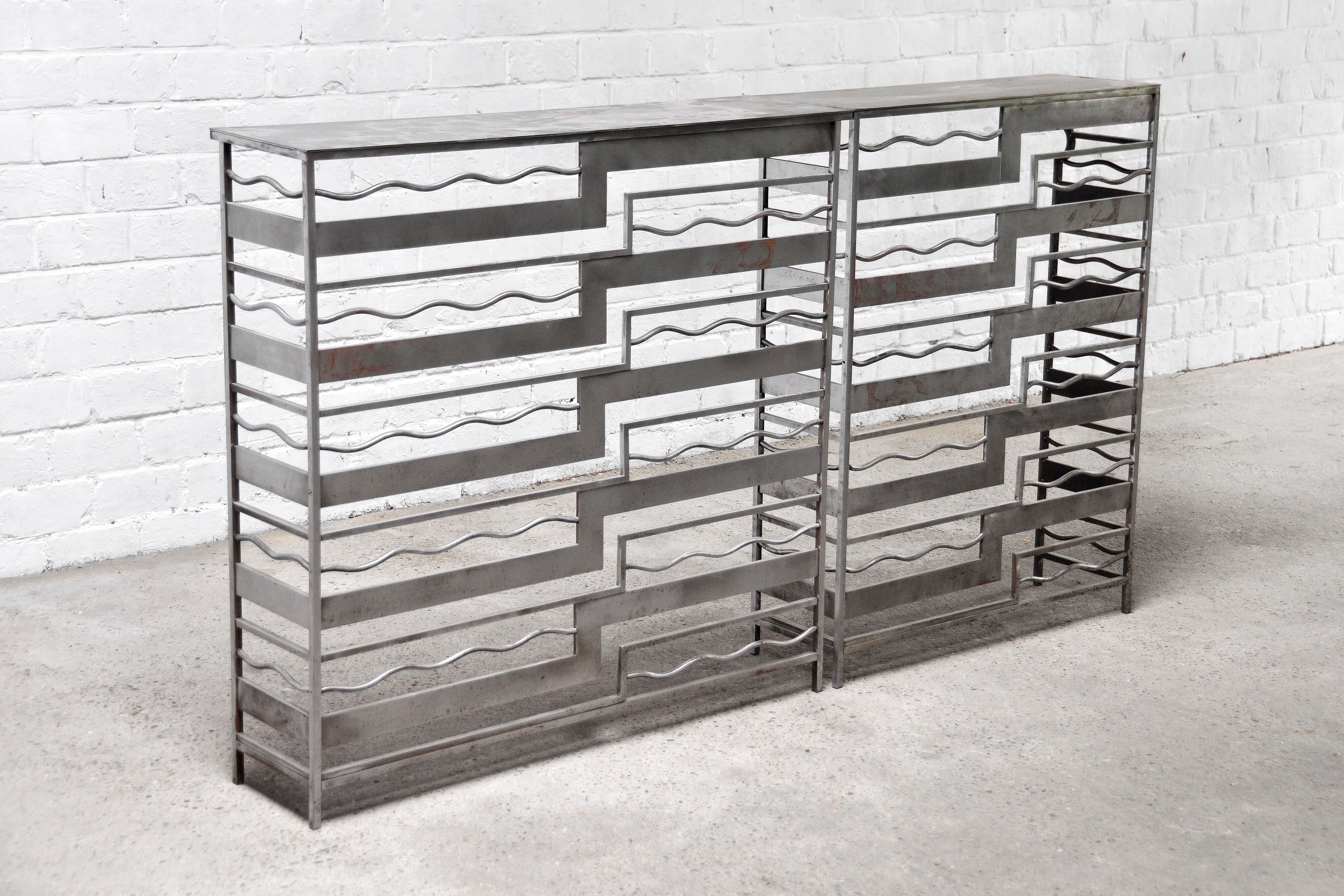 Vintage french metal geometric consoles