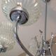 Five-spoke chandelier in chrome-plated metal and structured/vintage glass 60s-70s