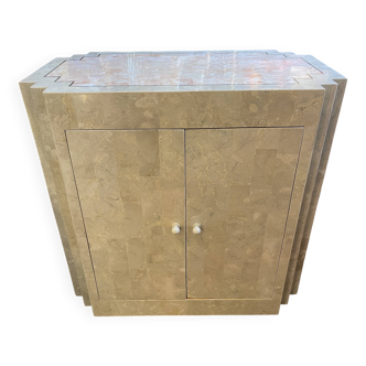 Double-sided dresser Design, travertine & brass threads, ca 1960
