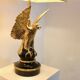 Pair of large Belgian brass carved eagle table lamps
