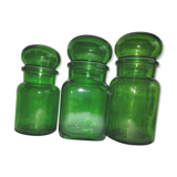 Trio of green jars
